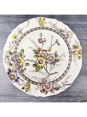 Alfred Meakin Medway Dinner Plate Floral Multicolor Brown Transferware 1930s